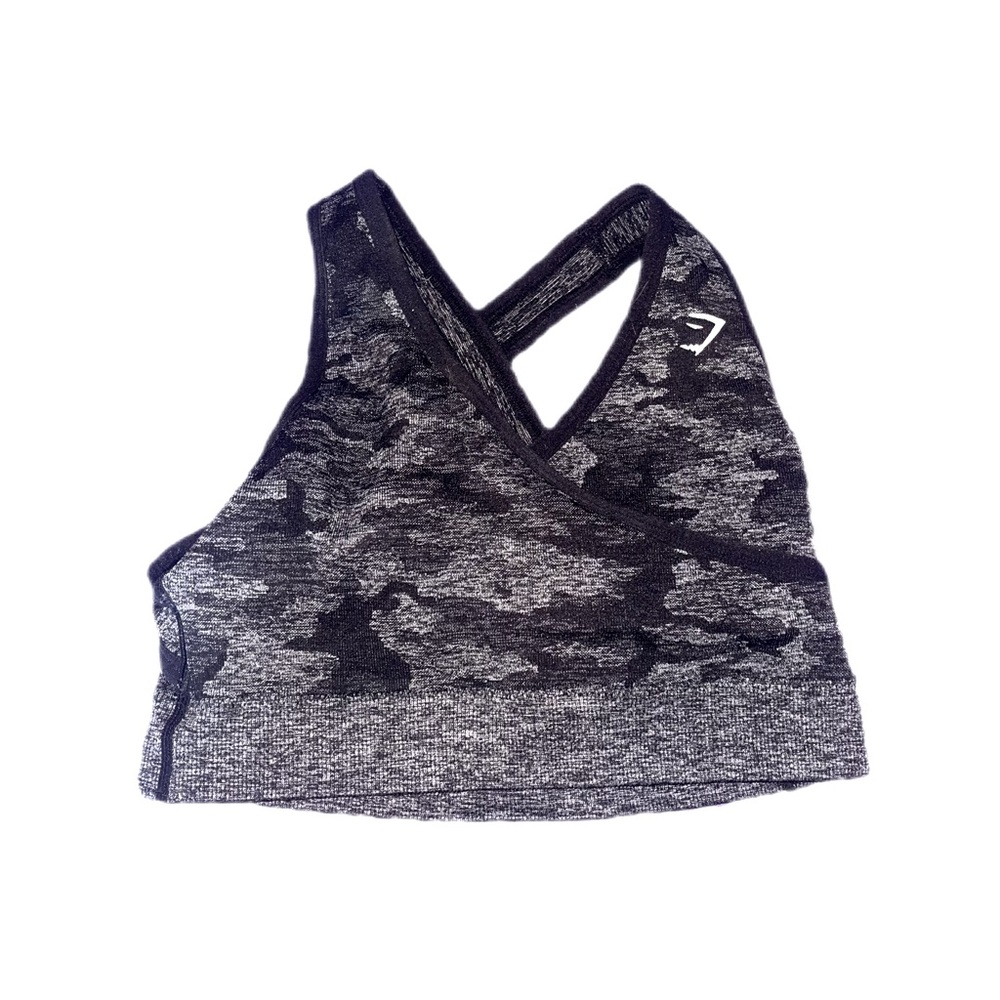 gymshark black camo sports bra